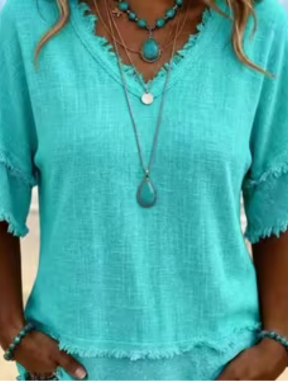 Turquoise Bo-ho Top XL